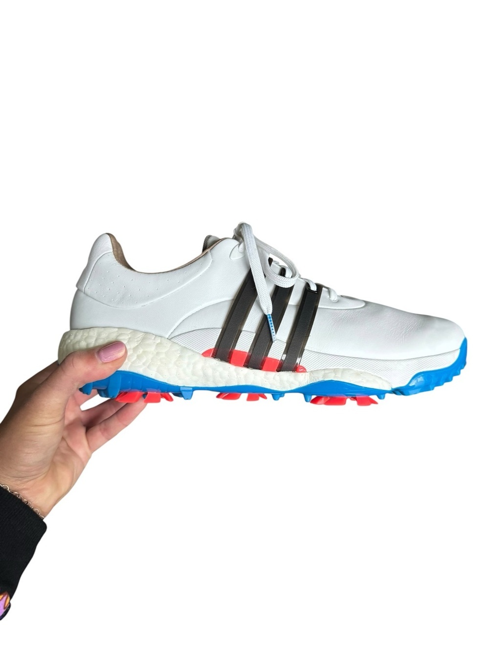 Adidas Tour360 Boost Golf Shoes White Blue Coral Men’s Size 12 Waterproof